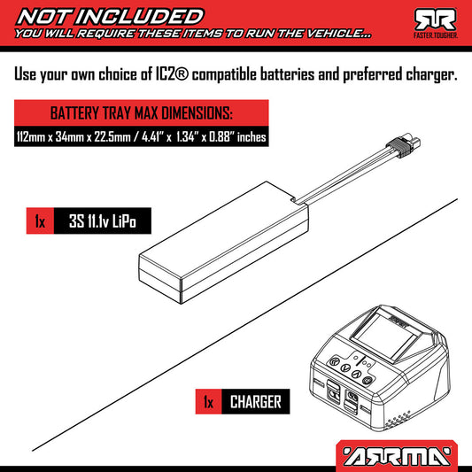 ARRMA 1/16 MINI KRATON 3S DSC 4X4 RTR Brushless Speed Truck Black/Red ARA2508T1