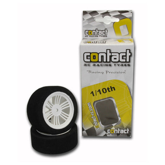 Contact RC J1404505 1/10 Front Foam Tires Compound 40/45Shore White Wheels (2)