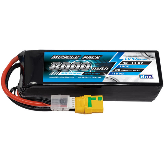 NHX Muscle Pack 4S 14.8V 8000mAh 100C Lipo Battery w/ XT90 Connector