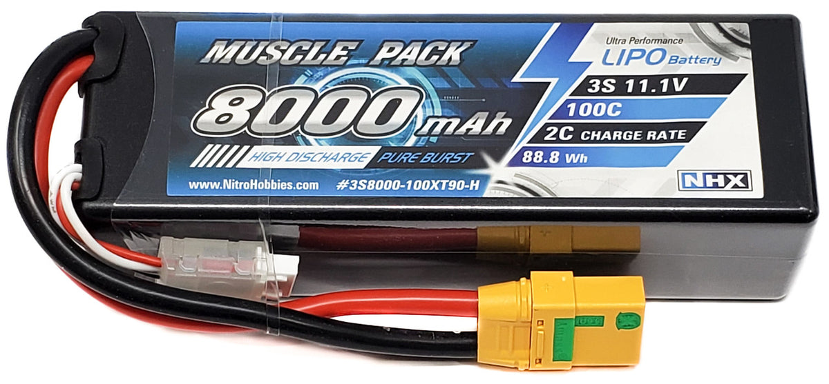 NHX Muscle Pack 3S 11.1V 8000mAh 100C Hard Case Lipo Battery w/ XT90 Connector