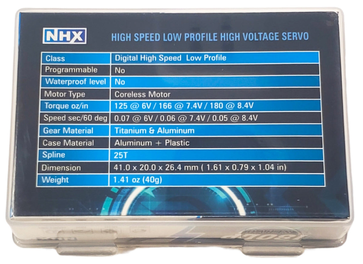 NHX 180LP Coreless Motor 180 oz / .05 Titanium Gear Digital Low Profile HV Servo