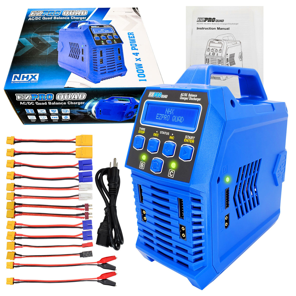 NHX RC EZPRO QUAD 100W X4 AC/DC 12A LIPO/LIHV & NIMH RC Battery Balance Charger