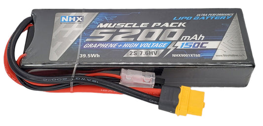 NHX RC 2S 7.6V 5200mAh 150C HV + Graphene LiPo Battery w/ XT60 Hardcase