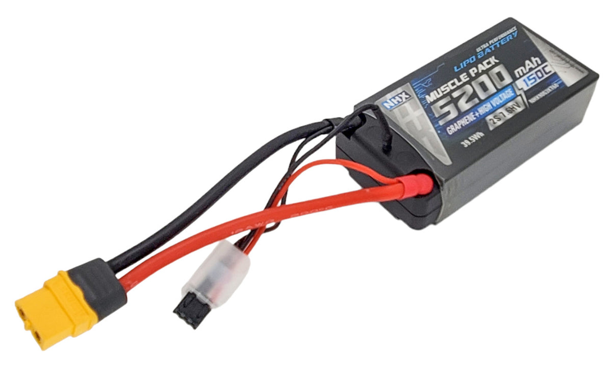 NHX RC 2S 7.6V 5200mAh 150C HV + Graphene Shorty LiPo Battery w/5mm Bullets / XT60