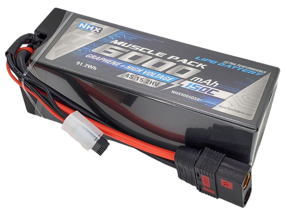 NHX RC 4S 15.2V 6000mAh 150C HV + Graphene LiPo Battery w/ QS8 Hardcase