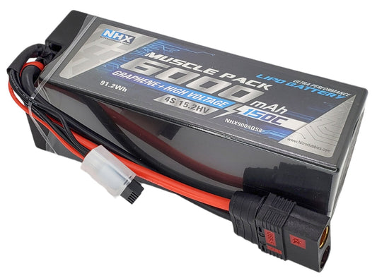 NHX RC 4S 15.2V 6000mAh 150C HV + Graphene LiPo Battery w/ QS8 Hardcase